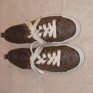 Women's Calvin Klein Brown Signature Sneakers